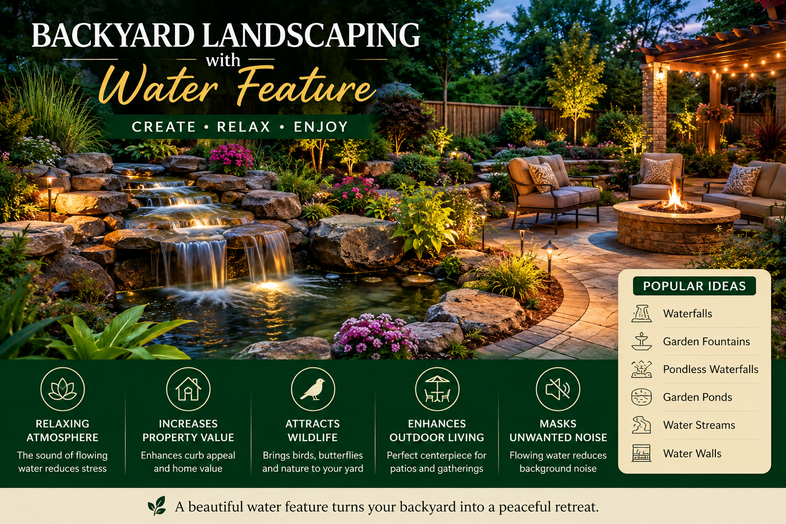 Backyard Water Feature 1 Backyard Landscaping with Water Feature