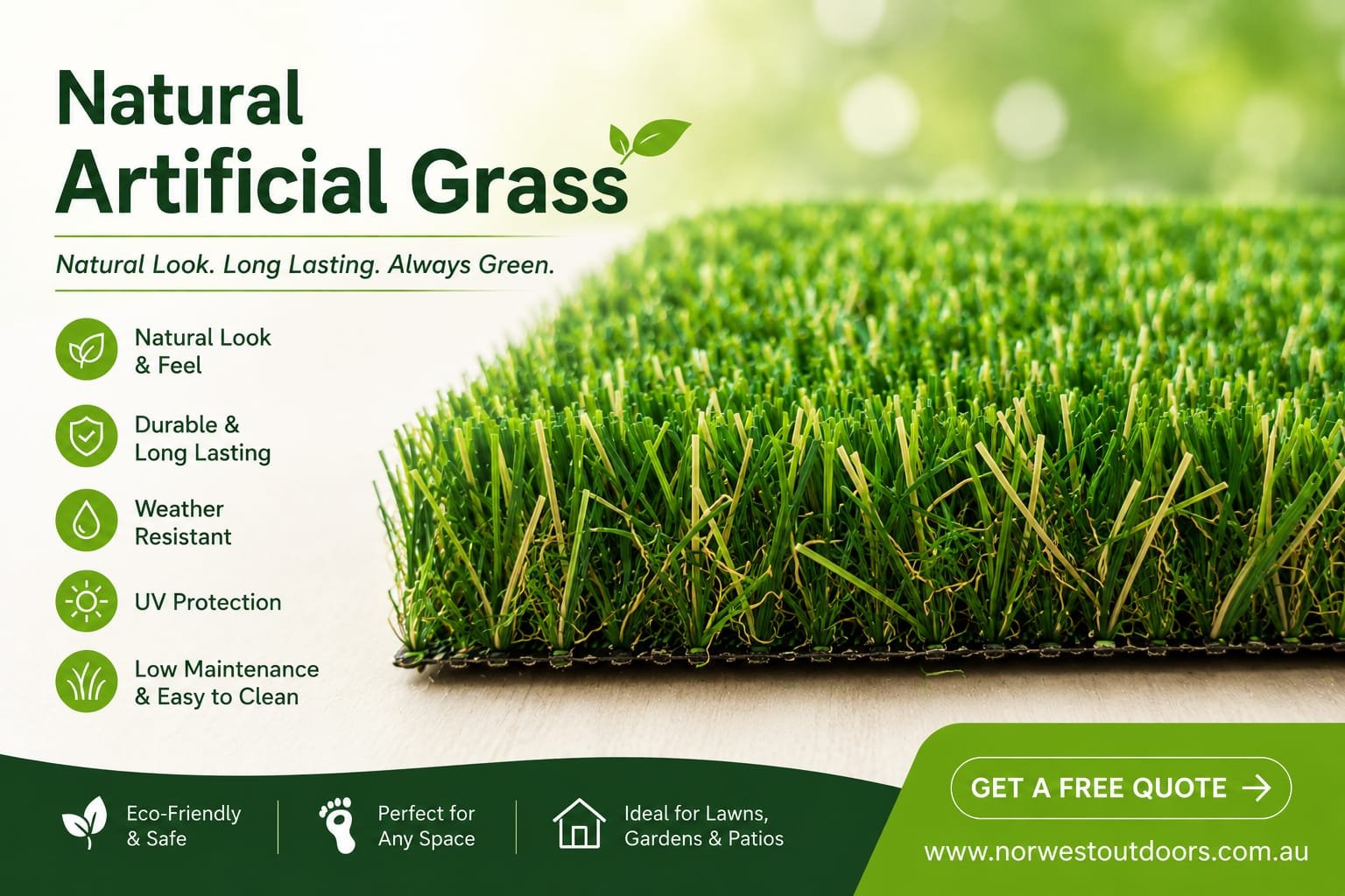 Natural Green Artificial Grass 40mm 2 Natural Green Artificial Grass 40mm - Image 2