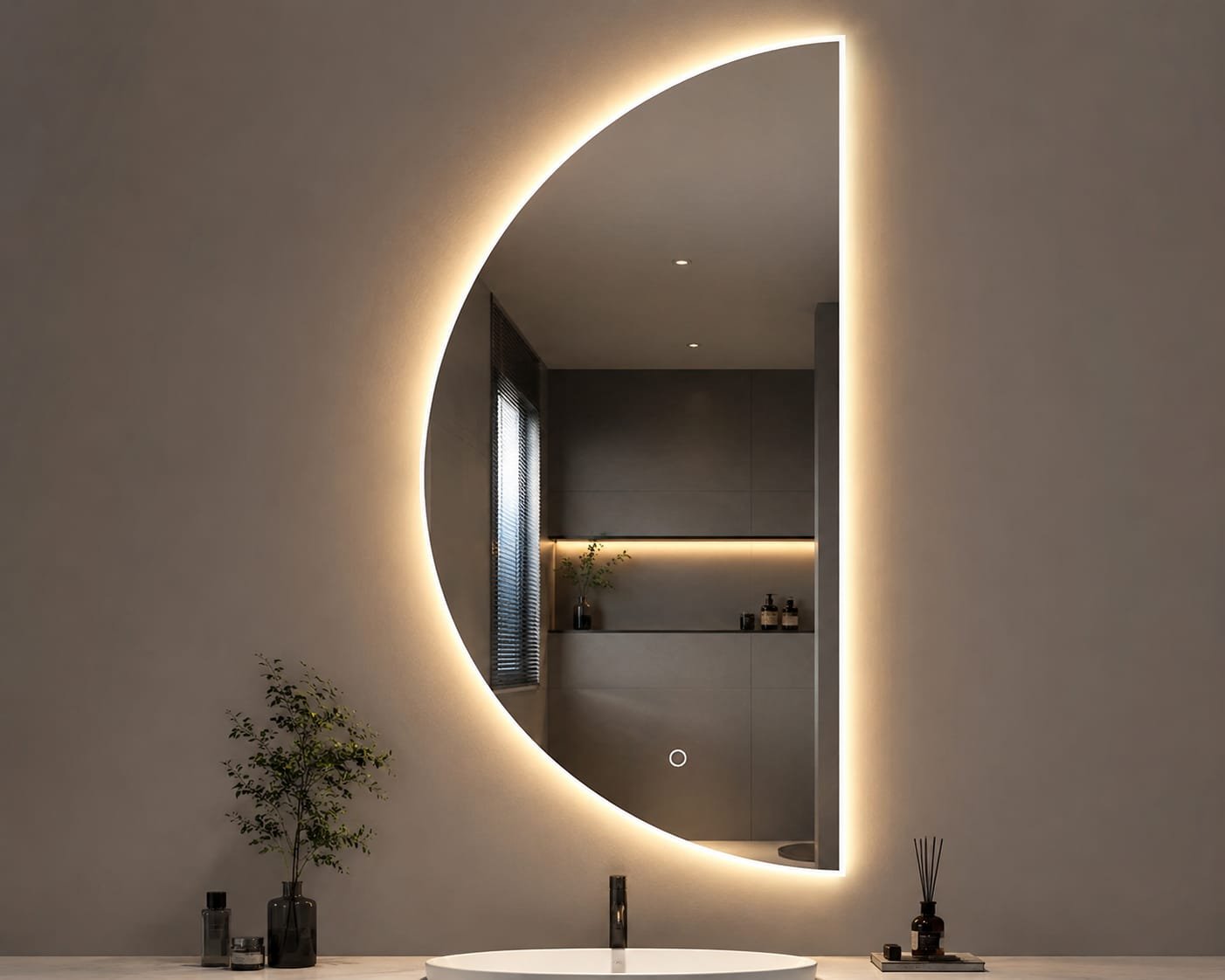 Half Moon LED Mirror