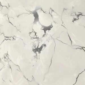 Pearl White Vein UV Marble Sheet with an ivory surface and flowing grey and charcoal veining for refined interiors