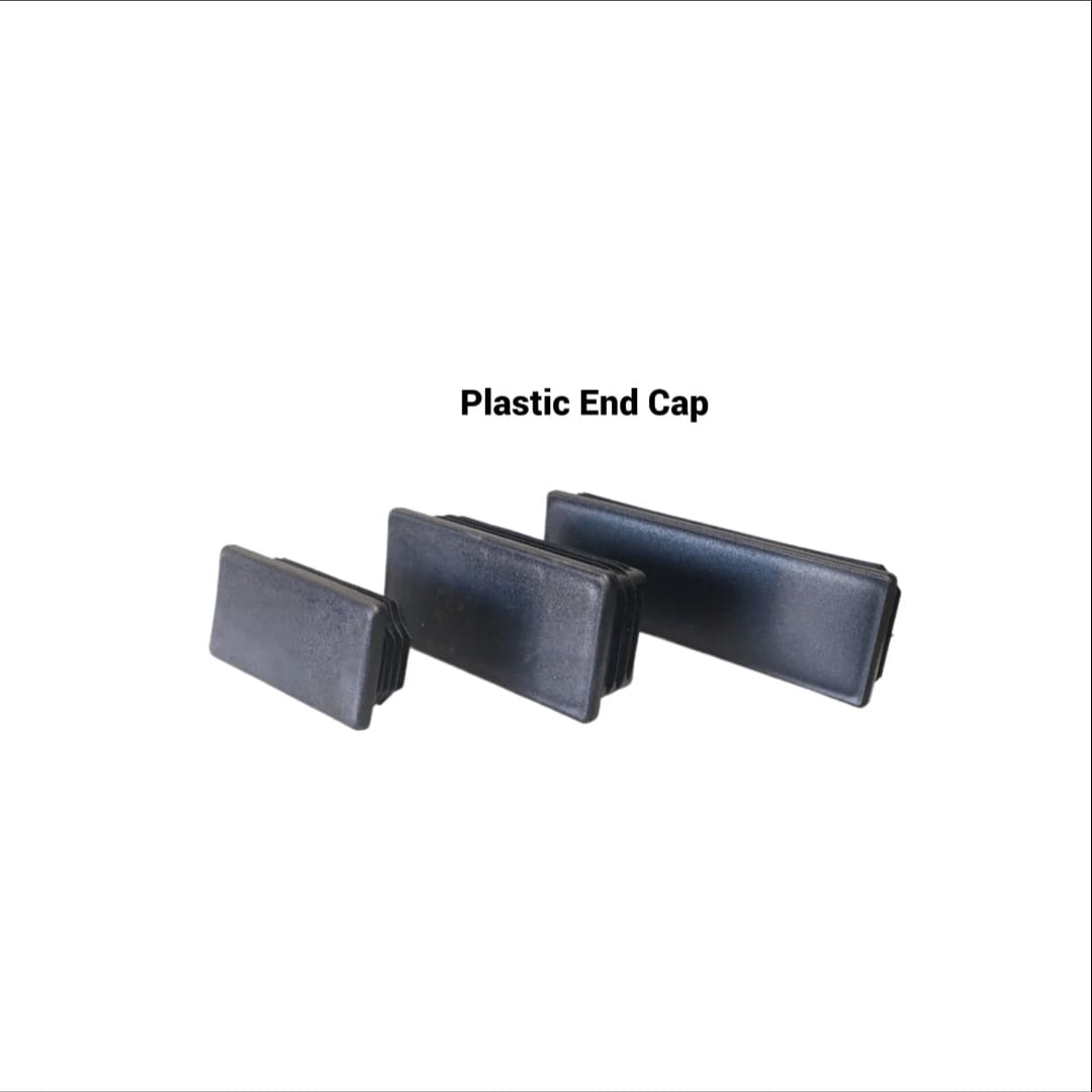 Black plastic insert end caps for aluminium beams and posts