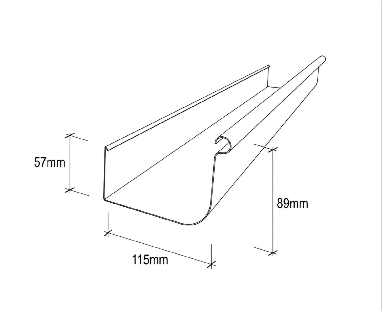 115mm quad high-front metal roofing gutter