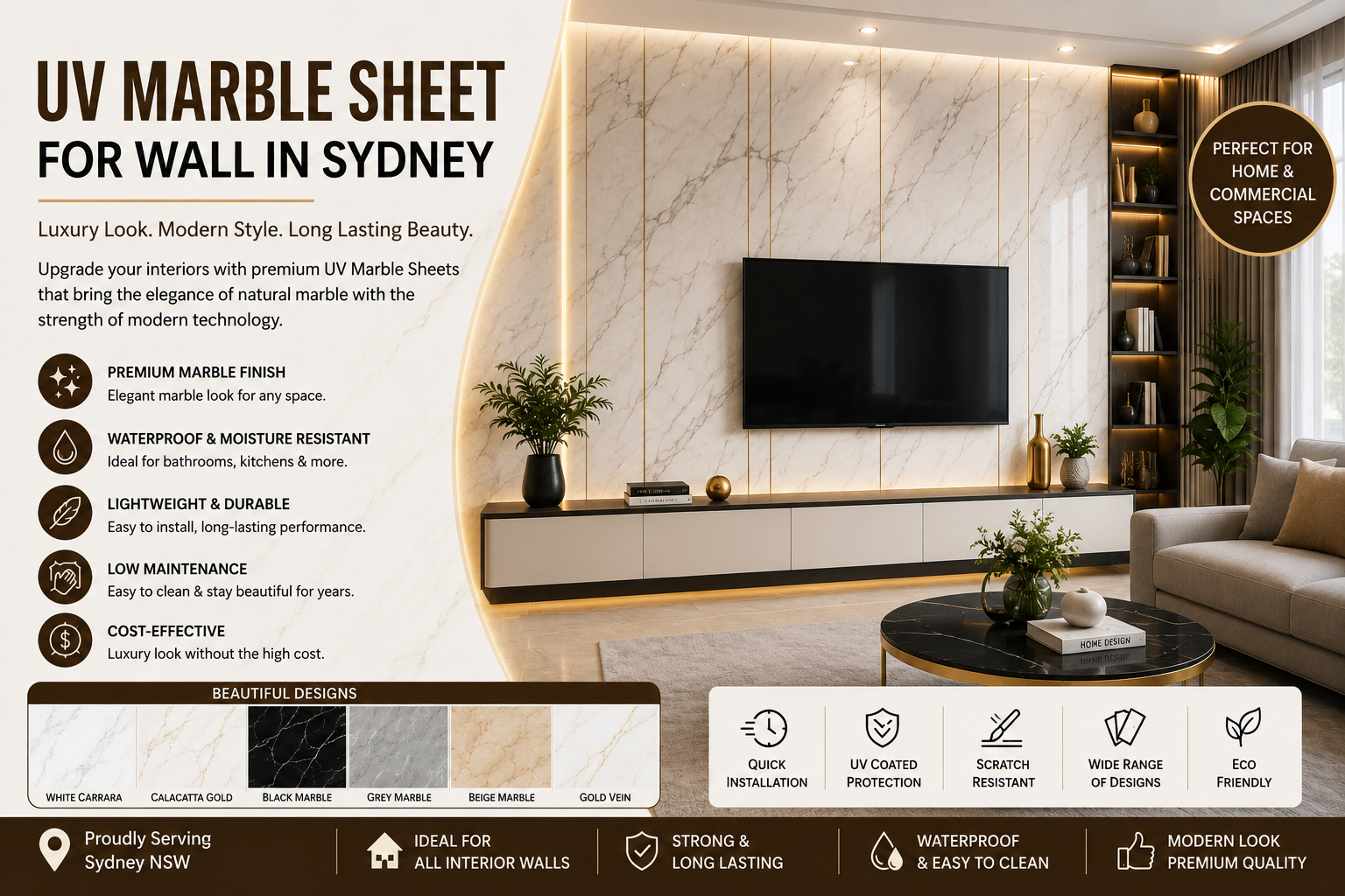 Premium UV Marble Sheets in Sydney 6 UV Marble Sheet for Wall in Sydney